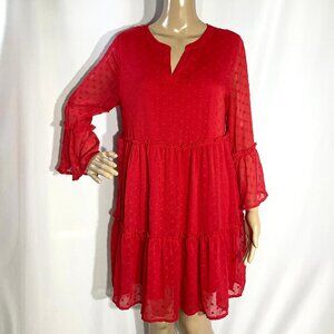 Red Baby Doll Style Dress Sz Small